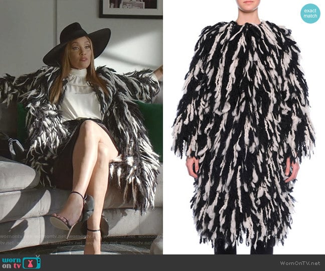 Fringe Shaggy Wool-Blend Coat by Dolce & Gabbana worn by Dominique Deveraux (Michael Michele) on Dynasty