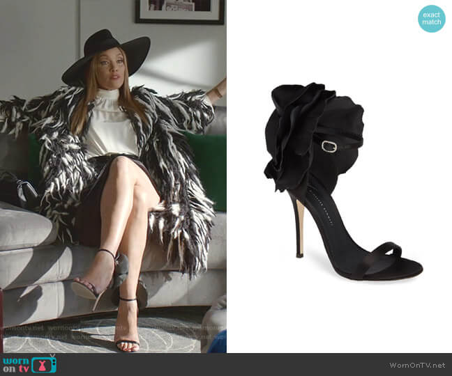 Blooming Flower Ankle Strap Sandal by Giuseppe Zanotti worn by Dominique Deveraux (Michael Michele) on Dynasty