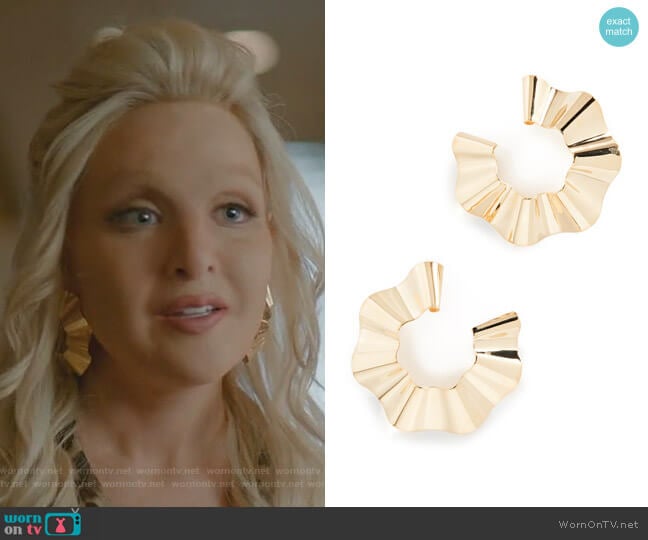 Large Ravioli Earrings by Gaviria worn by Alexis Carrington (Elaine Hendrix) on Dynasty