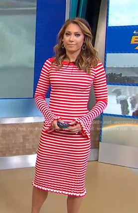 Ginger's white and red striped knit dress on Good Morning America