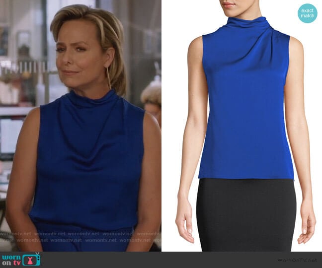 Funnel-Neck Sleeveless Silk Blouse by Giorgio Armani worn by Jacqueline (Melora Hardin) on The Bold Type