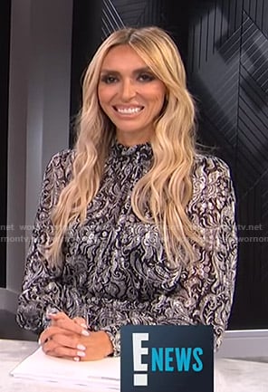 Giuliana's black paisley print dress on E! News