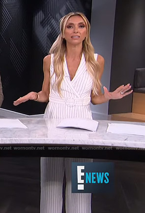 Giuliana's white striped belted jumpsuit on E! News
