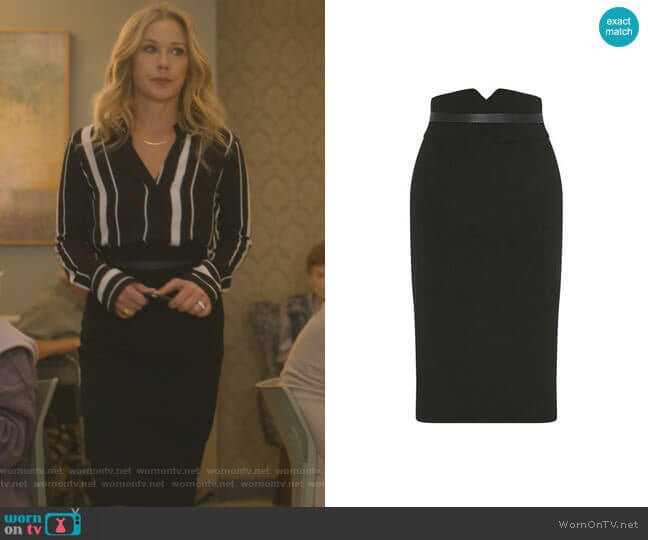 High-Waisted Pencil Skirt by Karen Millen worn by Jen Harding (Christina Applegate) on Dead to Me