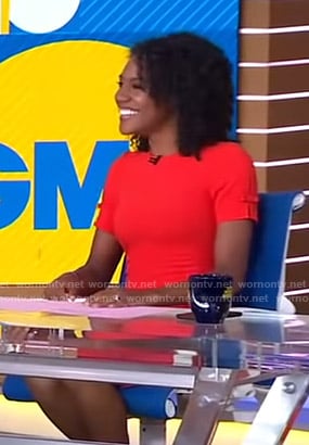 Janai’s red bow sleeve dress on Good Morning America