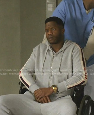 Jeff's grey Gucci Hooded jacket and sweatpants on Dynasty