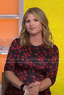 Jenna’s black and red floral print dress on Today
