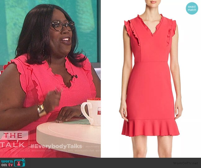 Sleeveless Ruffle-Trim Dress by Karl Lagerfeld  worn by Sheryl Underwood on The Talk