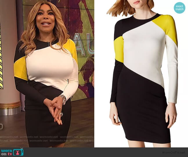 Colorblock Dress by Karen Millen worn by Wendy Williams on The Wendy Williams Show