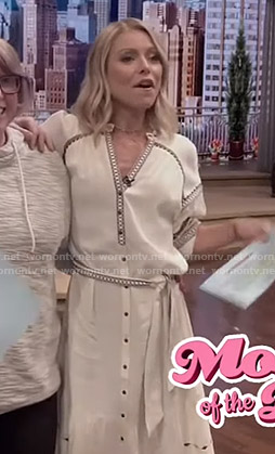 Kelly’s white embroidered shirtdress on Live with Kelly and Ryan