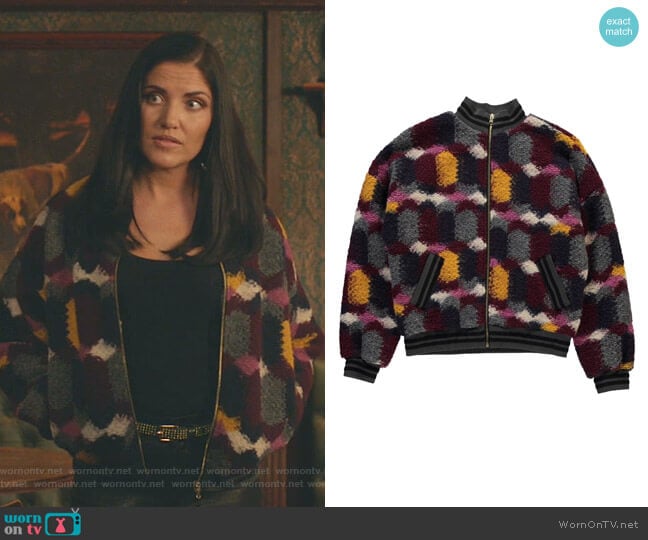 Knitted Multicolor Bomber Jacket by Essentiel Antwerp worn by Martyna  Marek (Marika Dominczyk) on Whiskey Cavalier