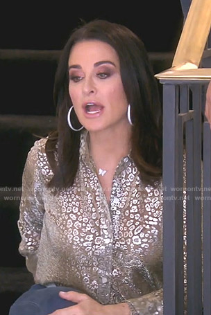 Kyle's metallic leopard blouse on The Real Housewives of Beverly Hills
