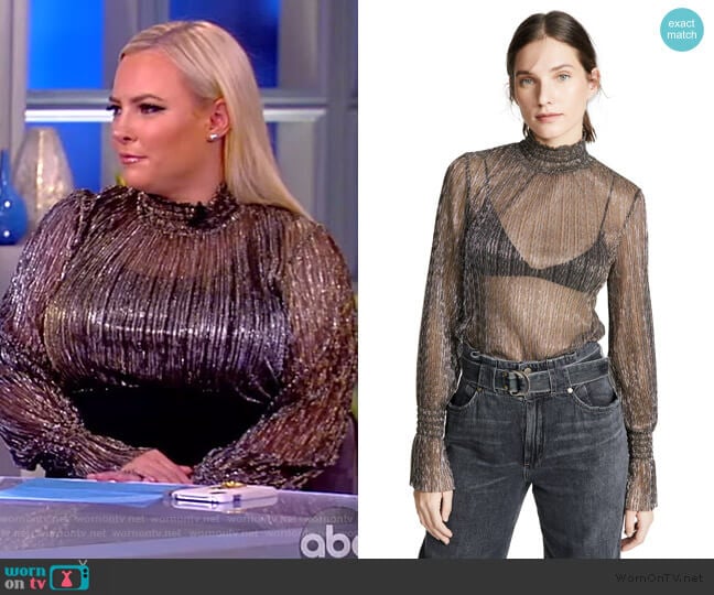 Paola Turtleneck Blouse by L'Agence worn by Meghan McCain on The View