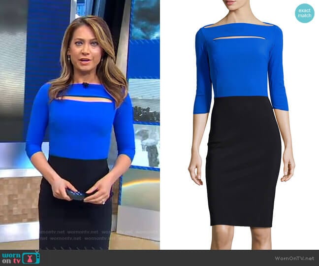 Colorblock Cocktail Dress by La Petite Robe di Chiara Boni worn by Ginger Zee on Good Morning America