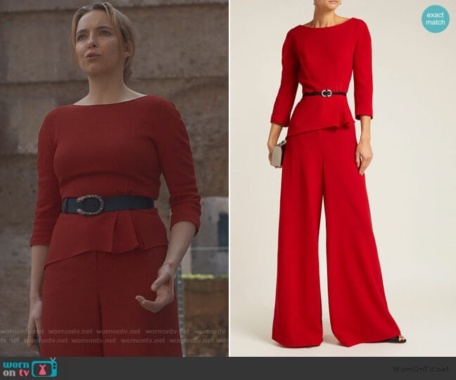 Peplum Blouse and High Rise Pants by Lanvin worn by Villanelle (Jodie Comer) on Killing Eve