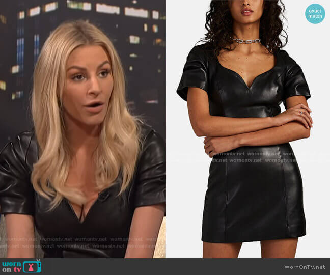 Leather Puff-Sleeve Minidress by Area worn by Morgan Stewart on E! News