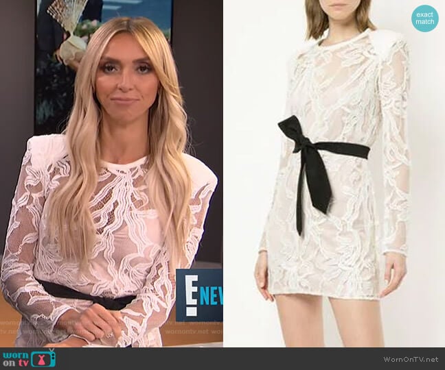 Belted Lace Mini Dress by Manning Cartell worn by Giuliana Rancic on E! News