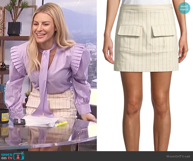 We Can Climb This Mountain Pinstripe Mini Skirt by Maggie Marilyn worn by Morgan Stewart on E! News