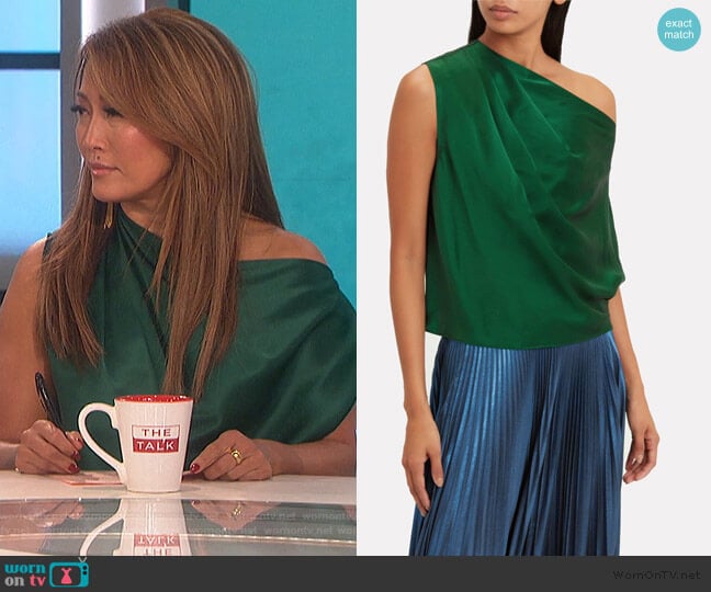 One Shoulder Drape Top by Michelle Mason worn by Carrie Inaba on The Talk