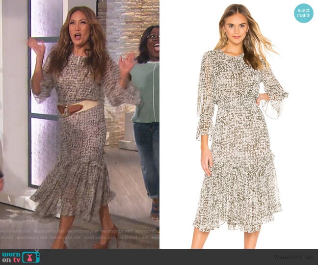 Laia Dress by Misa Los Angeles worn by Carrie Inaba on The Talk