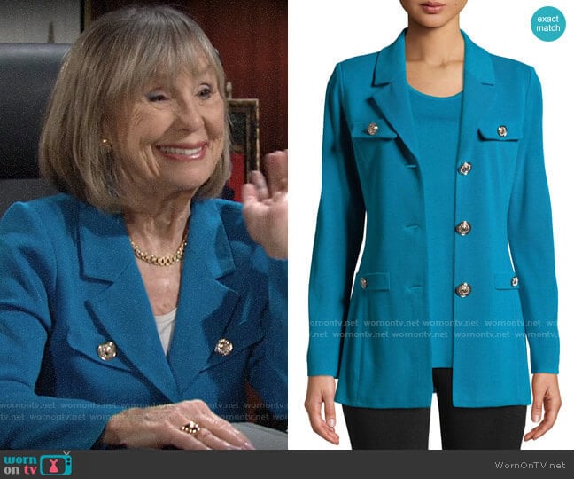 Misook Dressed Up Button-Front Jacket worn by Dina Mergeron (Marla Adams) on The Young and the Restless