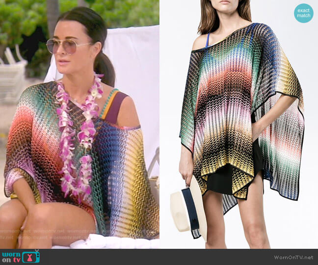 Mare Poncho by Missoni Mare worn by Kyle Richards on The Real Housewives of Beverly Hills