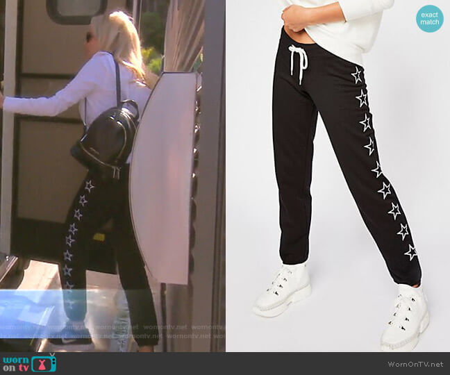 Sweatpants With Outline Stars by Monrow worn by Camille Grammer  on The Real Housewives of Beverly Hills