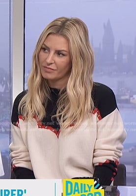 Morgan's black and white studded sweater on E! News Daily Pop