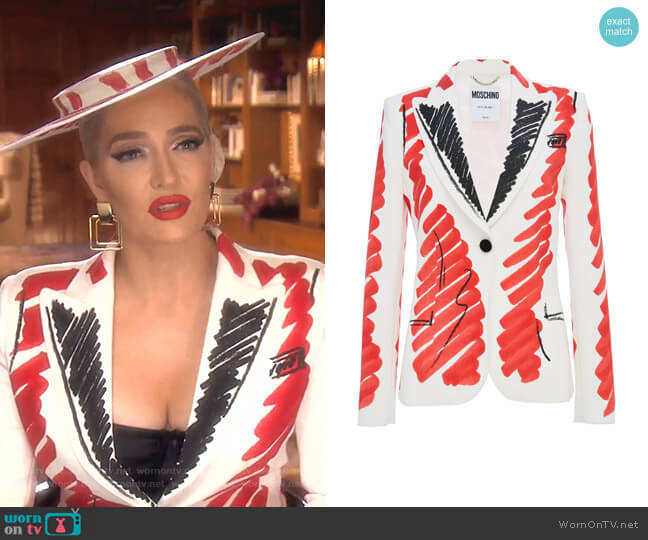 Tailored Crepe Jacket by Moschino worn by Erika Jayne on The Real Housewives of Beverly Hills