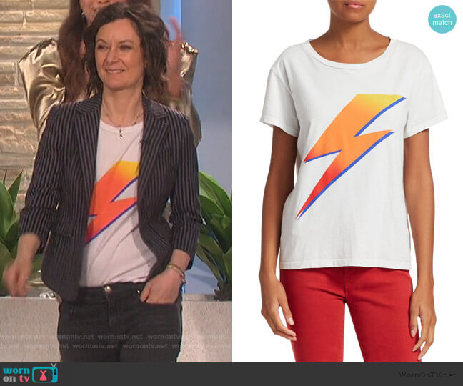 Goodie Goodie Cotton Tee by Mother worn by Sara Gilbert on The Talk