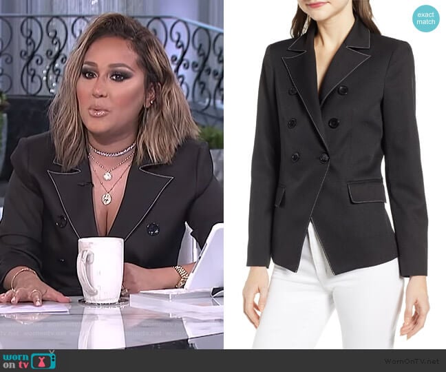 Contrast Stitch Double Breasted Blazer by Mural worn by Adrienne Houghton on The Real