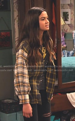 Nick's mixed plaid shirt on No Good Nick