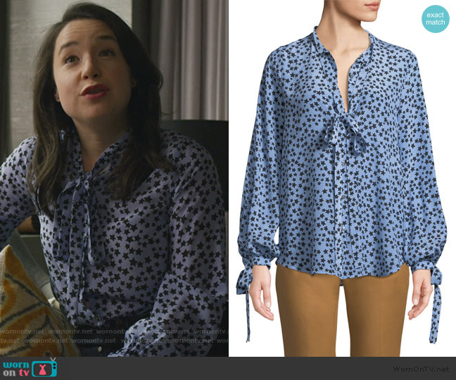 Star-Print Tie-Neck Silk Button-Front Shirt by No. 21 worn by Marissa Gold (Sarah Steele) on The Good Fight