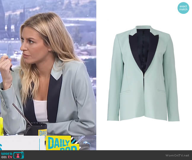 Peak lapels wool blazer by Victoria Victoria Beckham worn by Morgan Stewart on E! News