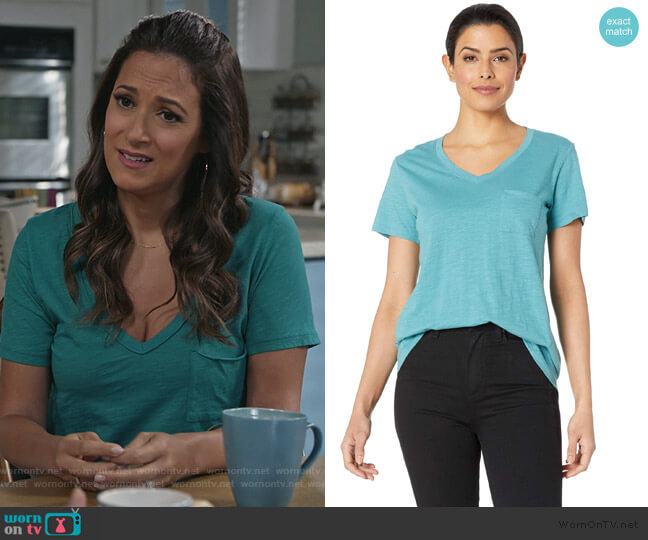 Neck Pocket Cotton Tee by Pendleton worn by Colleen Brandon-Ortega (Angelique Cabral) on Life in Pieces