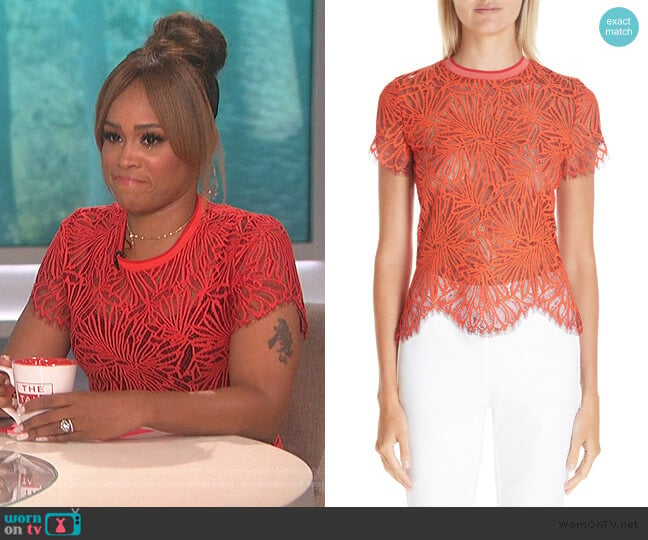 Scalloped Stretch Lace Top by Proenza Schouler worn by Eve on The Talk