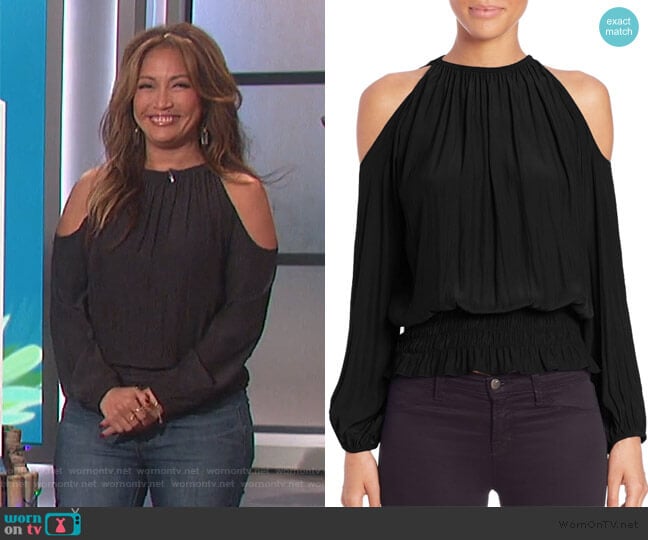 Lauren Cold Shoulder Blouse by Ramy Brook worn by Carrie Inaba on The Talk