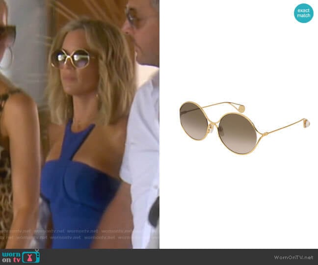 Round Forked Metal Sunglasses by Gucci worn by Teddi Mellencamp Arroyave on The Real Housewives of Beverly Hills