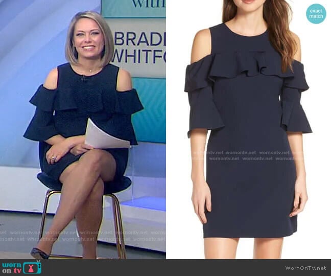 Ruffle Cold Shoulder Shift Dress by Eliza J worn by Dylan Dreyer on Today