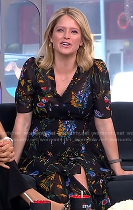 Sara’s black floral midi dress on GMA Strahan And Sara