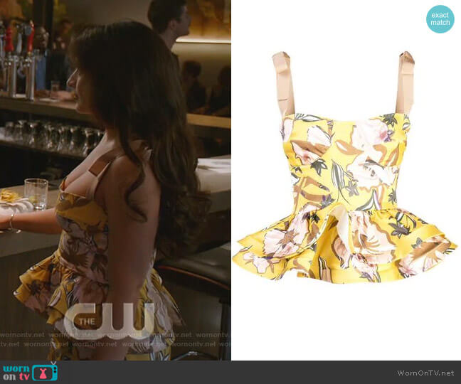 Junquillo top by Silvia Tcherassi worn by Cristal Jennings (Daniella Alonso) on Dynasty