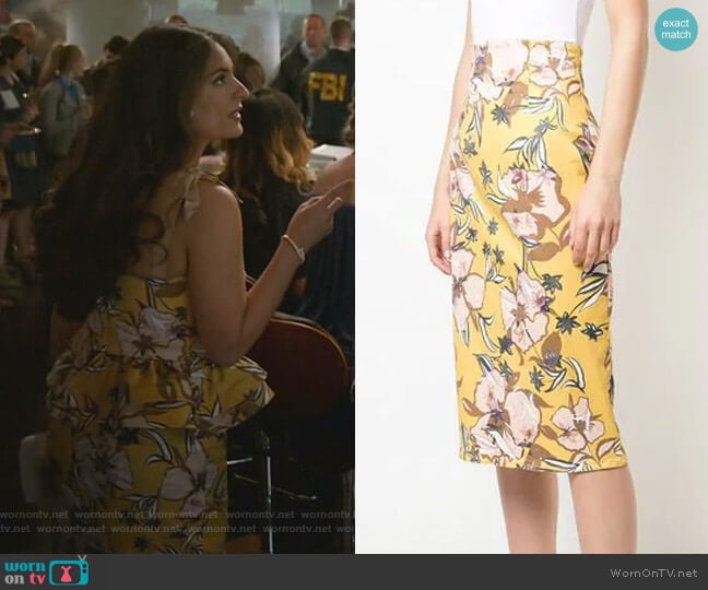 Mariola Floral Skirt by Silvia Tcherassi worn by Cristal Jennings (Daniella Alonso) on Dynasty