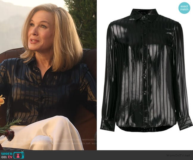 Striped Patent Shirt by Saint Laurent worn by Anne Montgomery (Renee Zellweger) on What/If