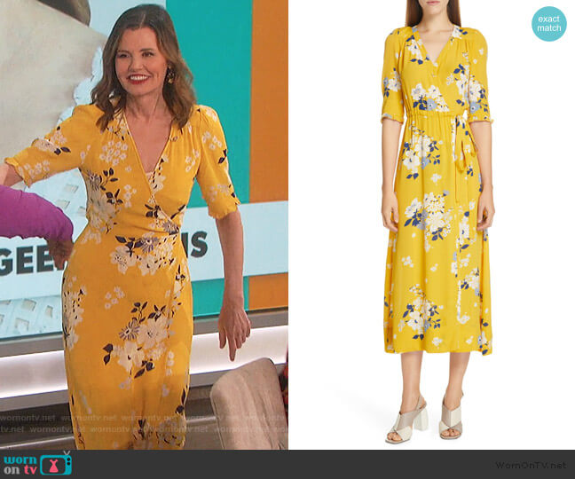 Pia Floral Faux Wrap Midi Dress by Sea worn by Geena Davis on The Talk