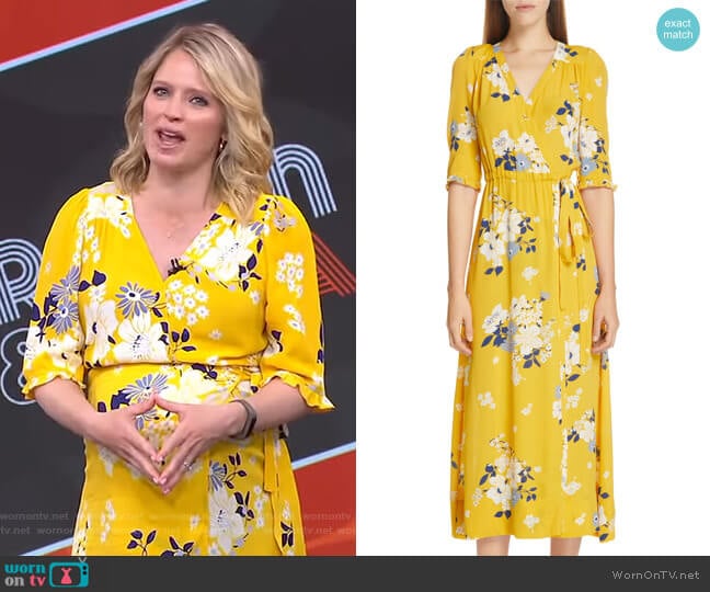 Pia Floral Faux Wrap Midi Dress by Sea worn by Sara Haines on Good Morning America