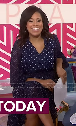 Sheinelle’s navy polka dot dress on Today