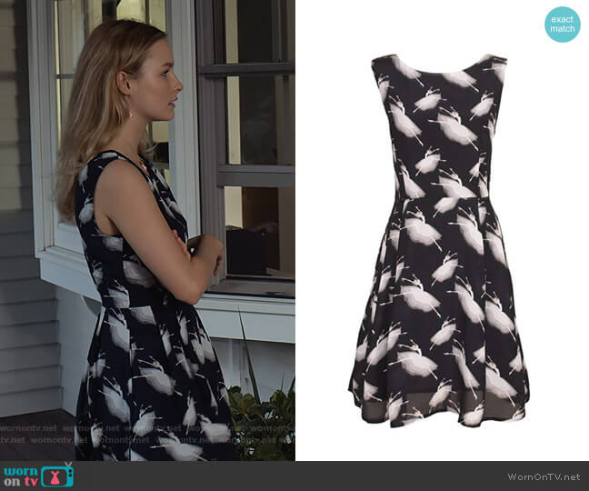 Retro Novelty Ballerina Printed A-Line Dress by Sidecca worn by Elle (Olivia DeJone) on The Society