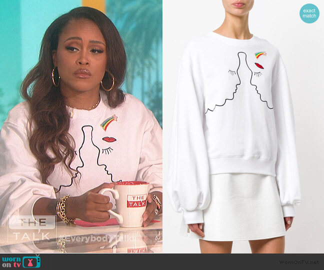 Silhouette Embroidered Sweatshirt by Vivetta worn by Eve on The Talk