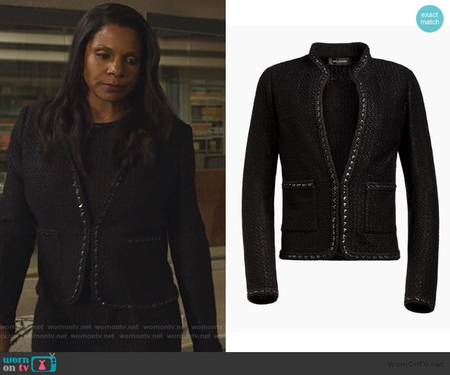 Adina Knit Jacket by St. John worn by Liz Reddick-Lawrence (Audra McDonald) on The Good Fight