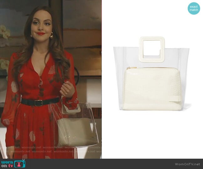 Shirley PVC and Croc-effect Leather Tote by Staud worn by Fallon Carrington (Elizabeth Gillies) on Dynasty